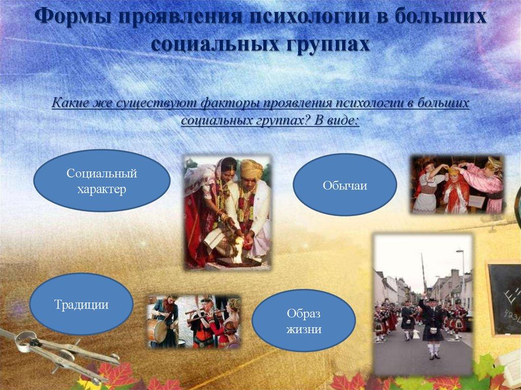 Формы проявления психологии в больших социальных группах