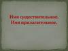 Имя существительное. Имя прилагательное