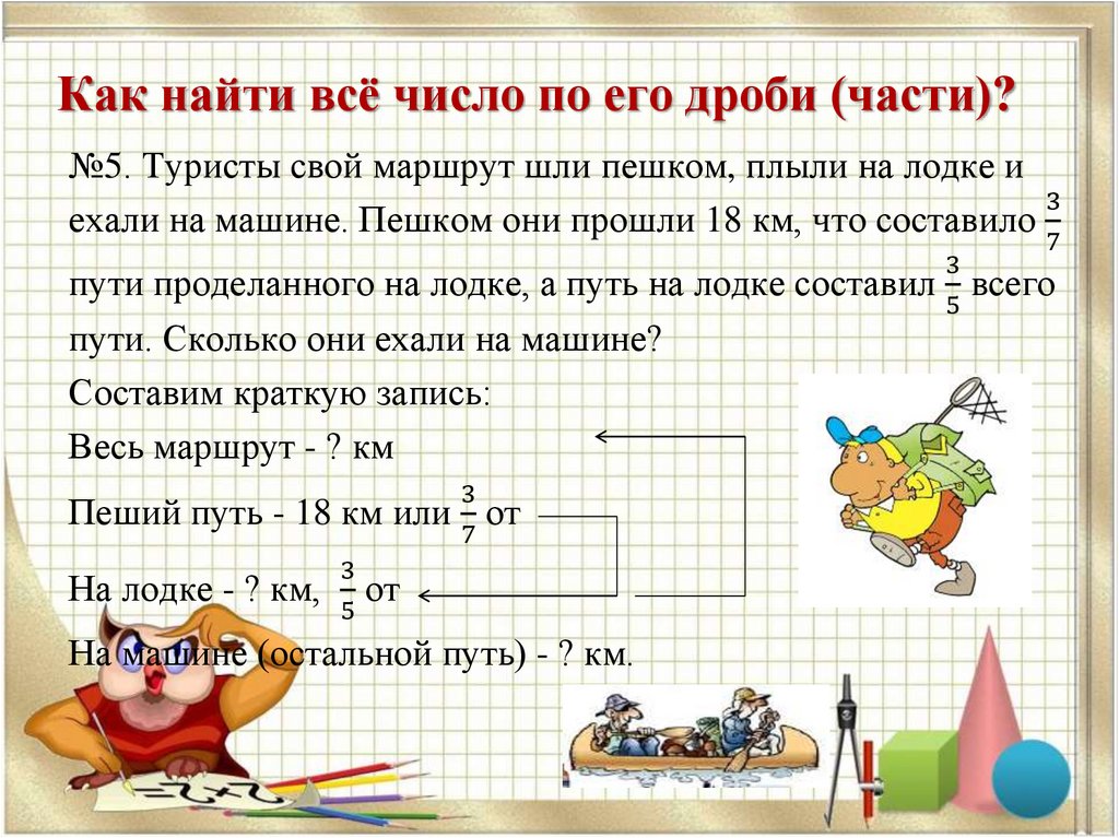 Как найти всё число по его дроби (части)?