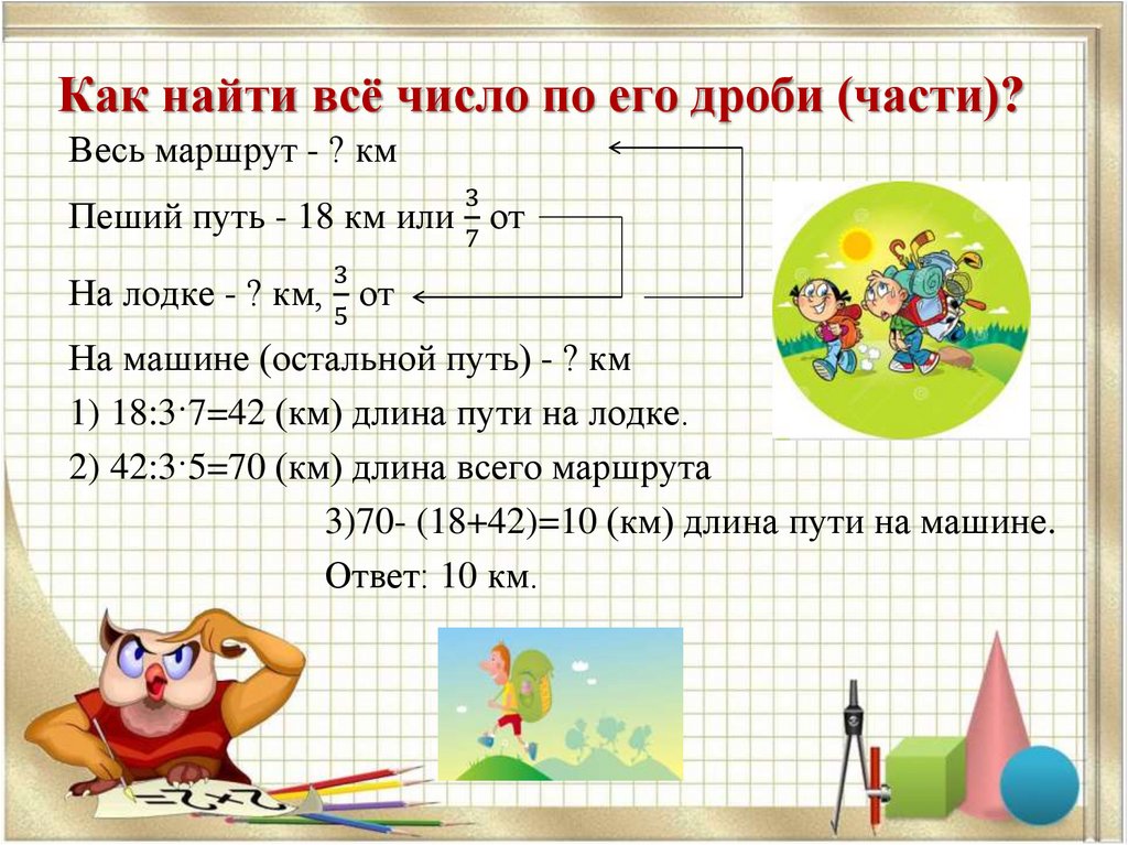 Как найти всё число по его дроби (части)?