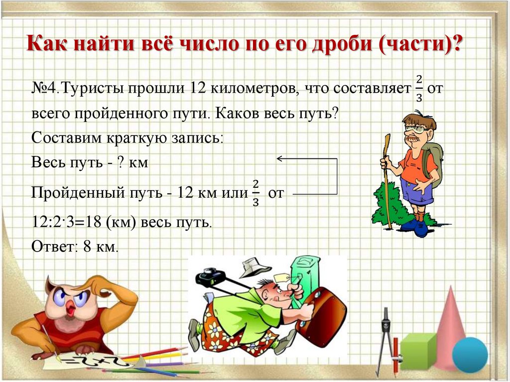 Как найти всё число по его дроби (части)?