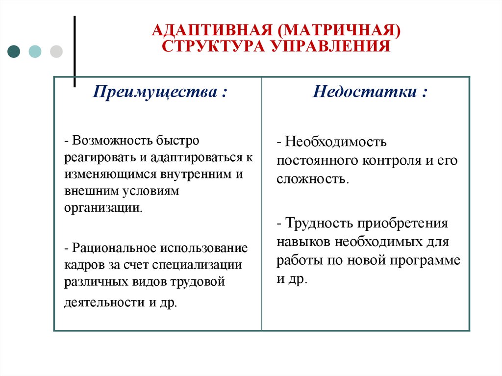 АДАПТИВНАЯ (МАТРИЧНАЯ) СТРУКТУРА УПРАВЛЕНИЯ
