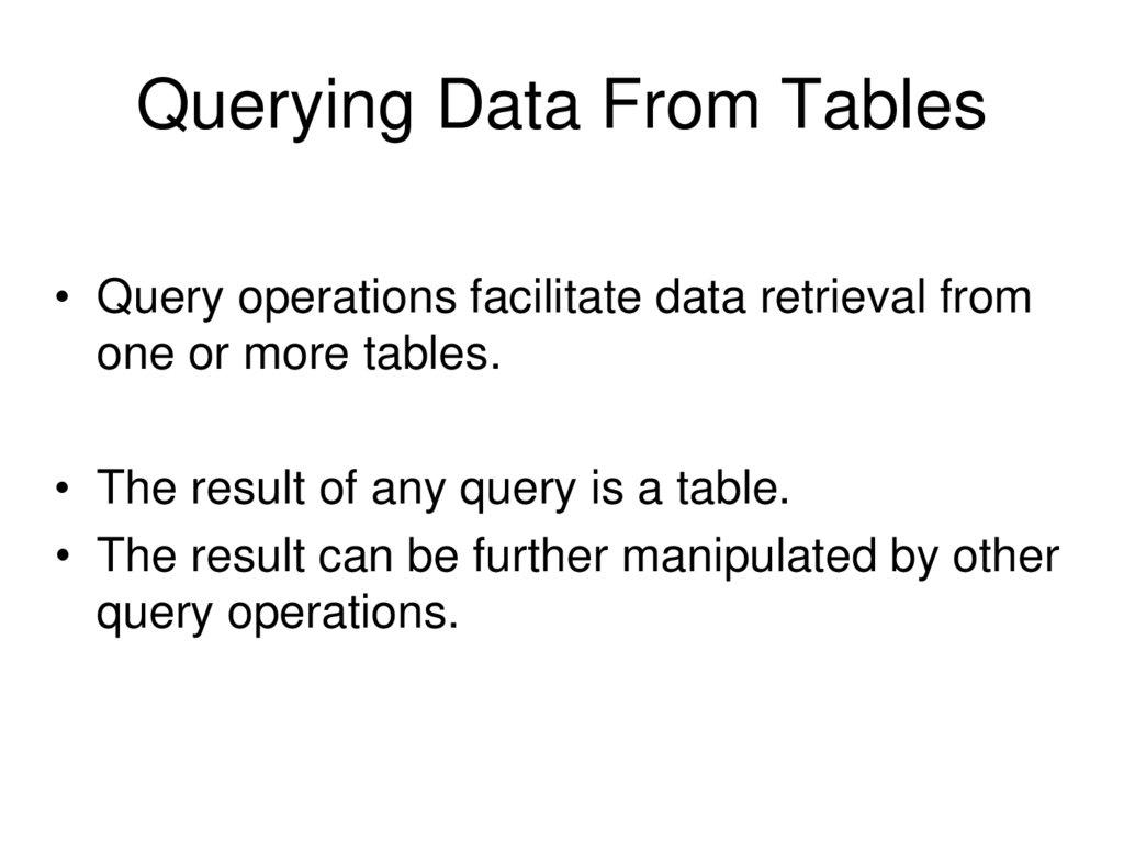 Querying Data From Tables