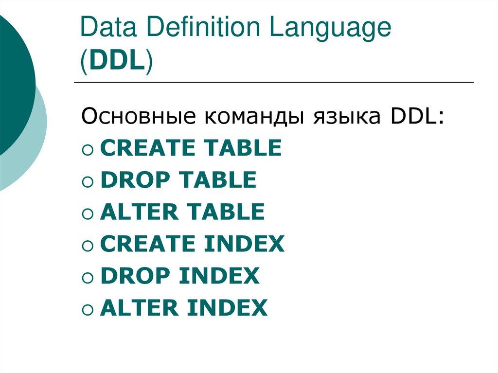 Data Definition Language (DDL)