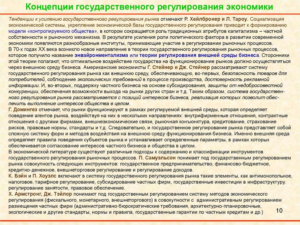 Концепции государственного регулирования экономики
