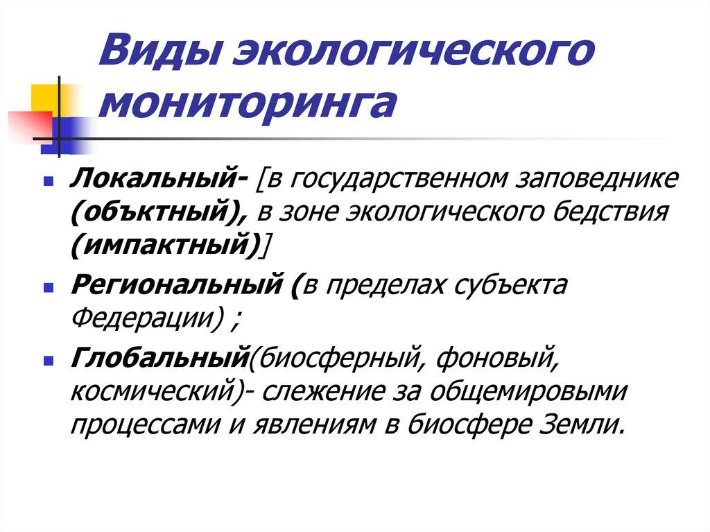 Виды экологического мониторинга