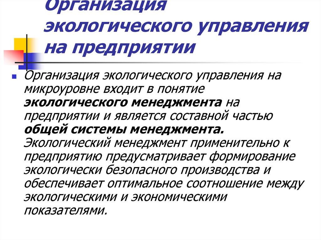 Организация экологического управления на предприятии