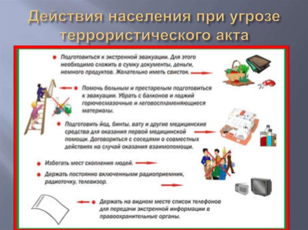 Действия населения при угрозе террористического акта