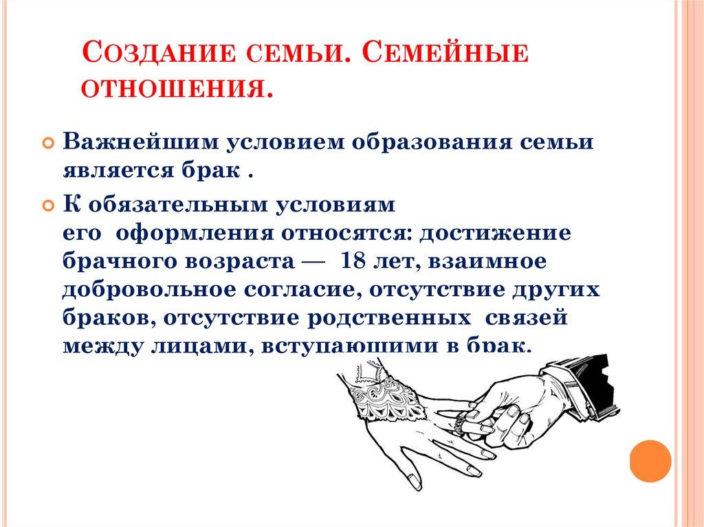 Создание семьи. Семейные отношения.
