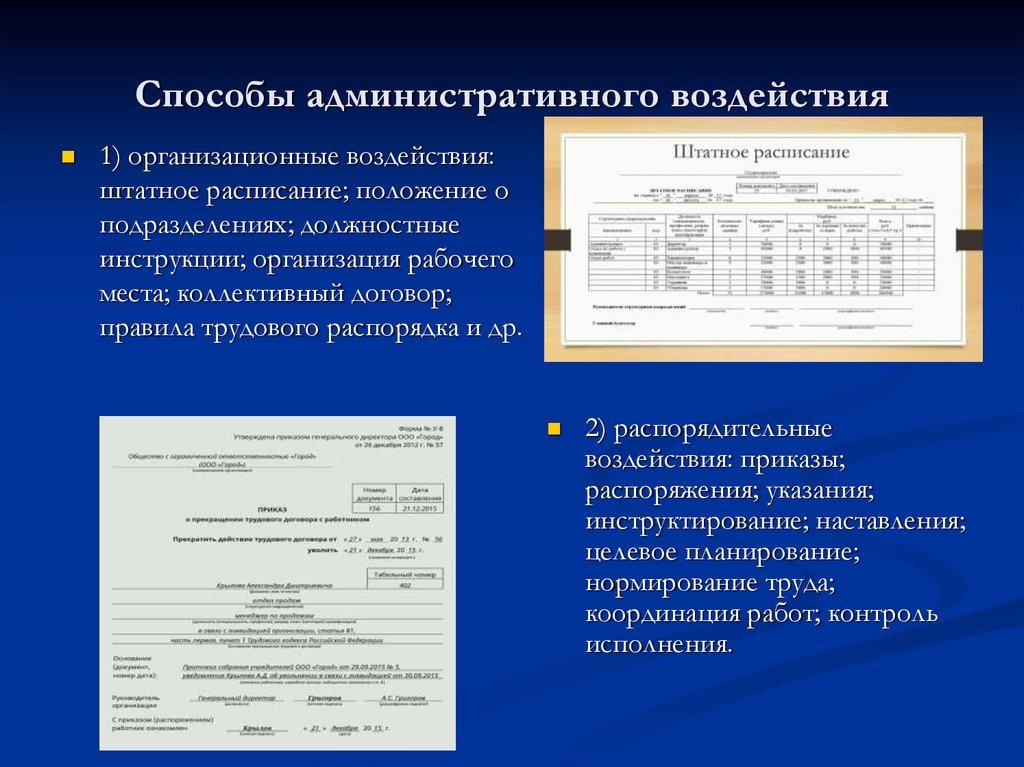 Способы административного воздействия