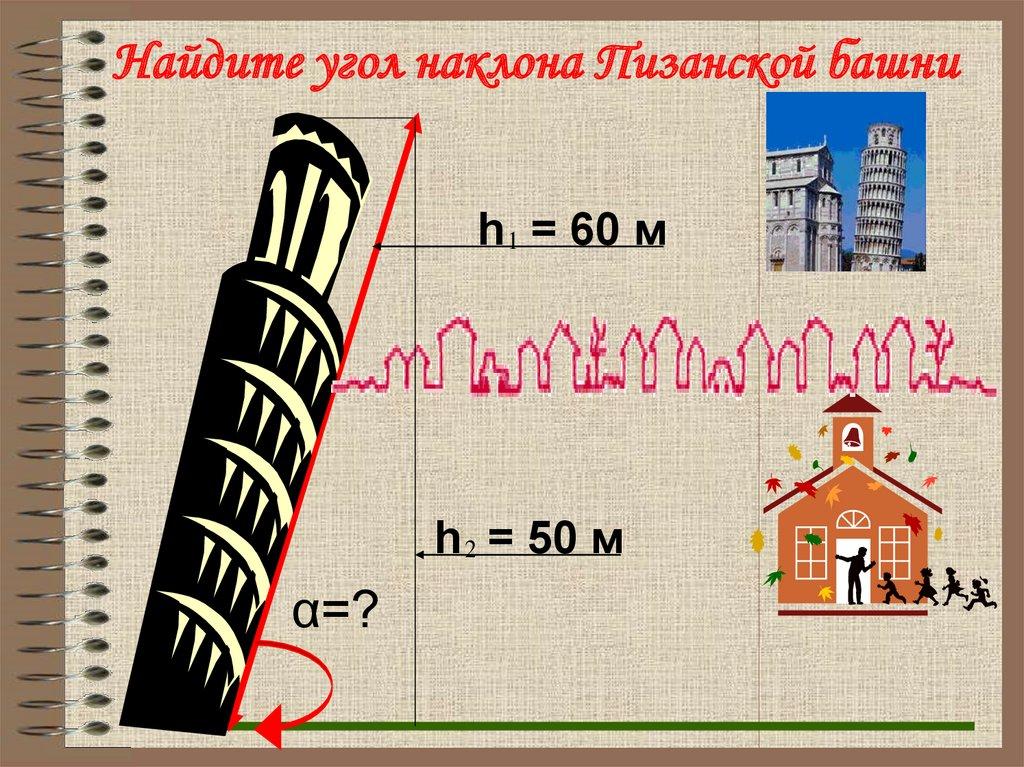 Найдите угол наклона Пизанской башни