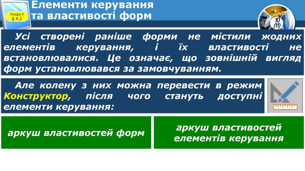 Елементи керування та властивості форм