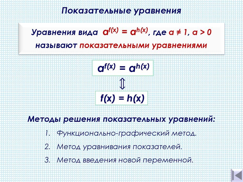 Показательные уравнения