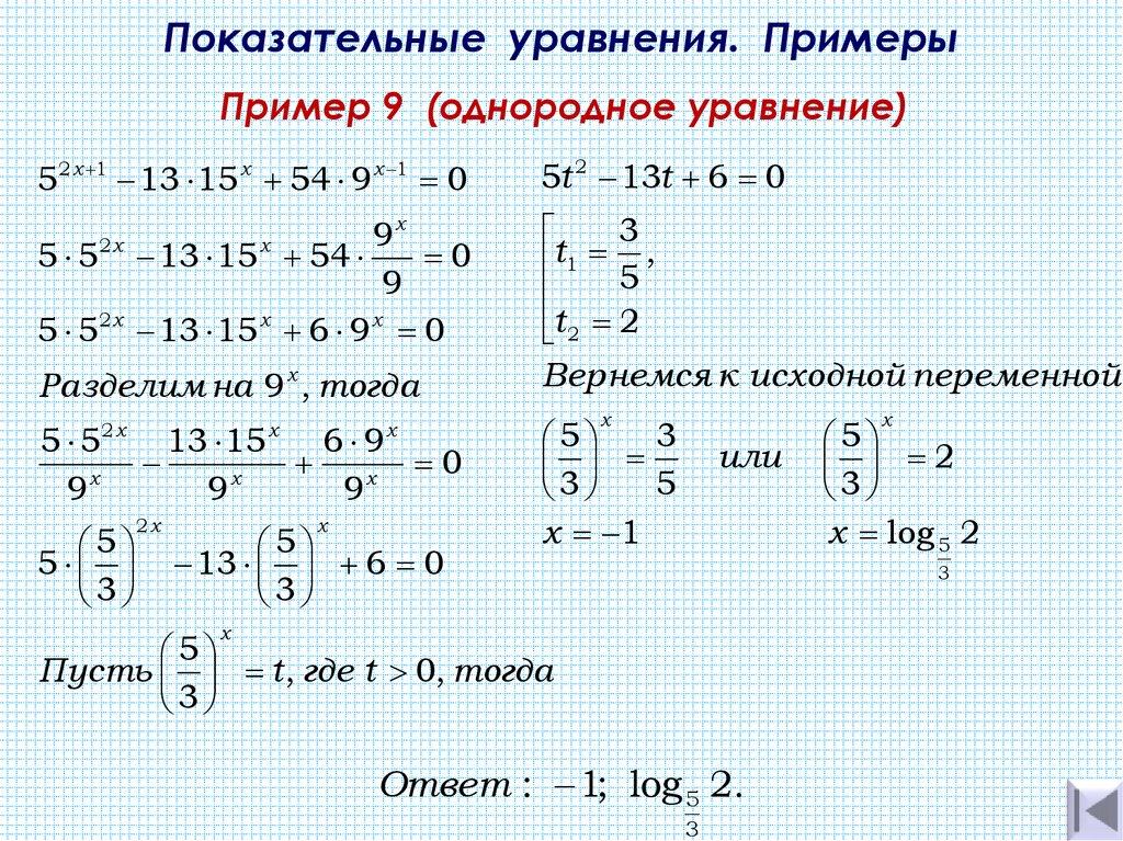 Показательные уравнения. Примеры
