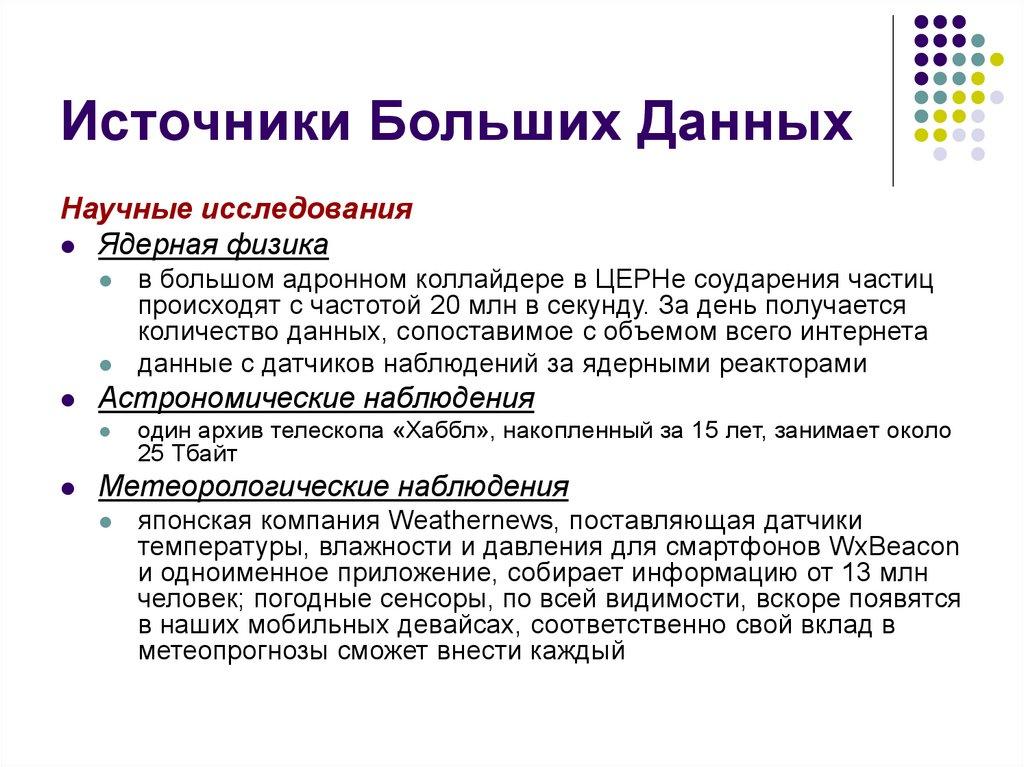 Источники Больших Данных
