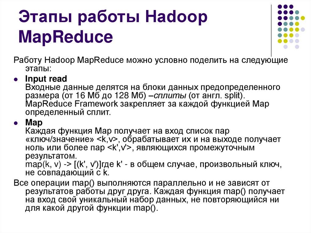 Этапы работы Hadoop MapReduce