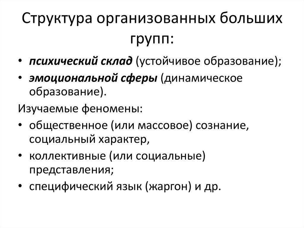 Структура организованных больших групп: