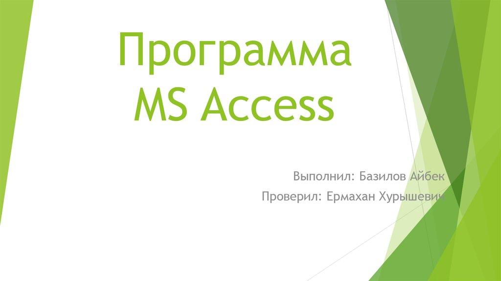 Программа MS Access