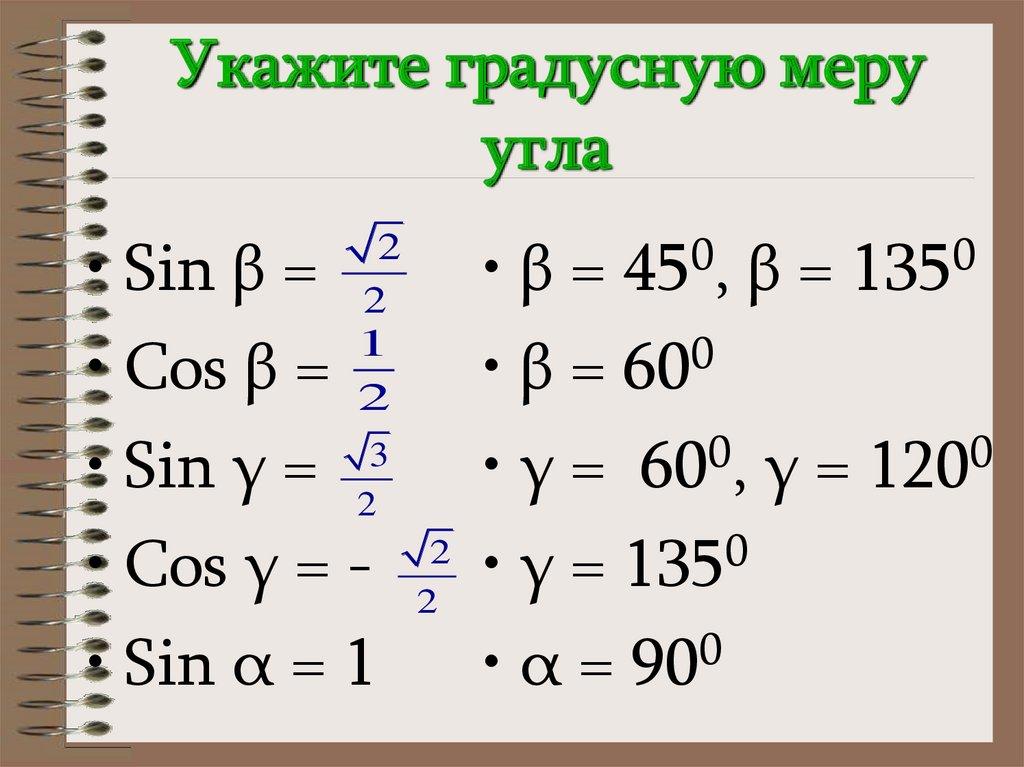 Укажите градусную меру угла