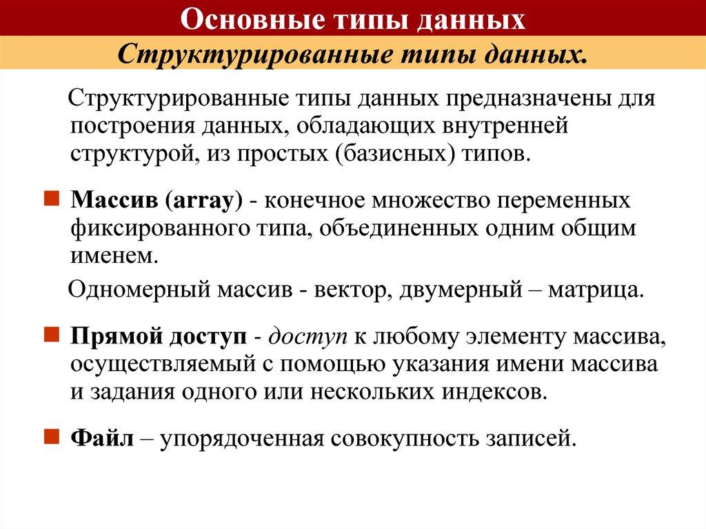 Структурированные типы данных.