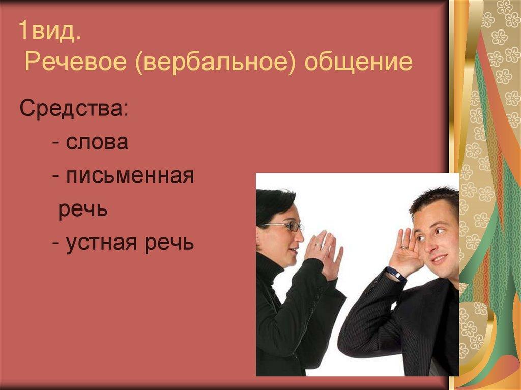 1вид. Речевое (вербальное) общение