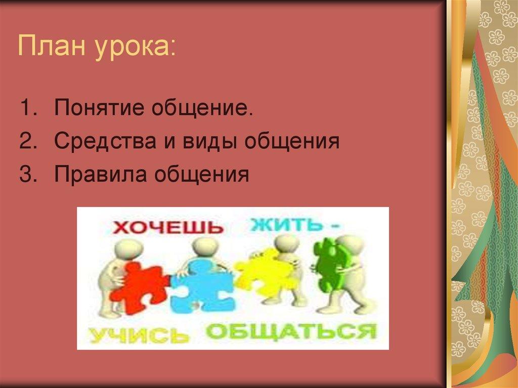 План урока: