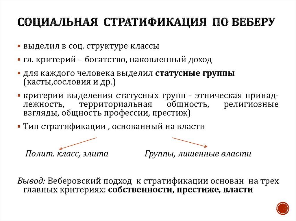 Социальная стратификация по Веберу