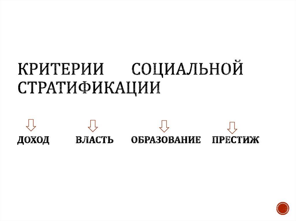 Критерии социальной стратификации доход власть образование престиж