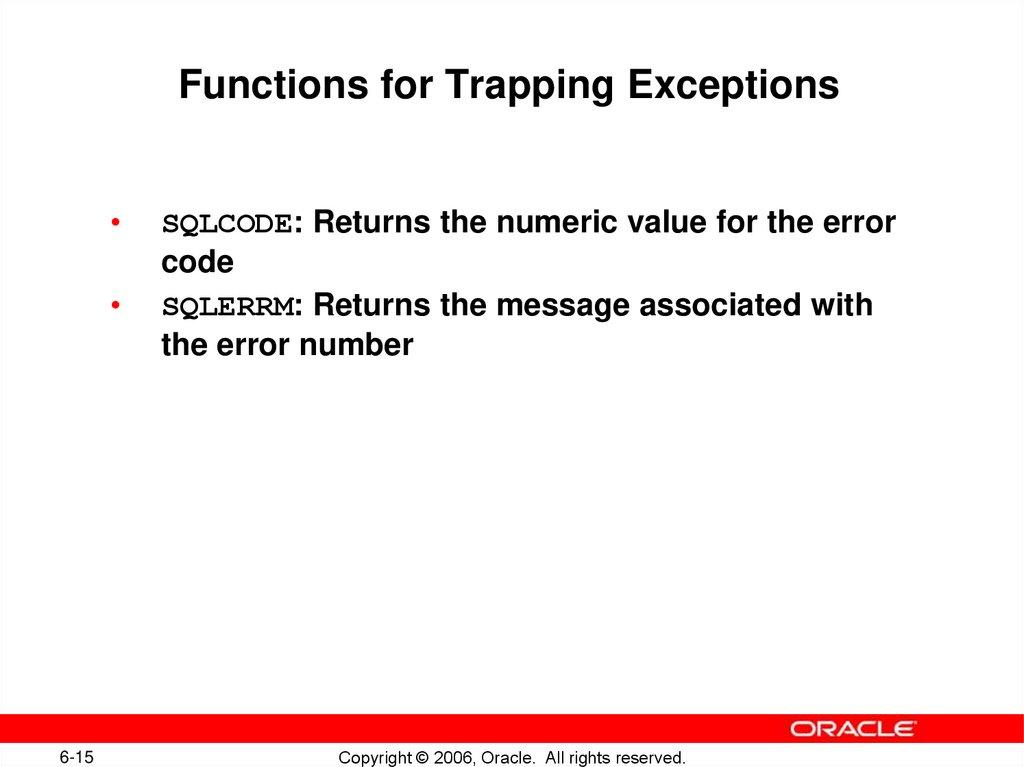 Trapping Non-Predefined Oracle Server Errors