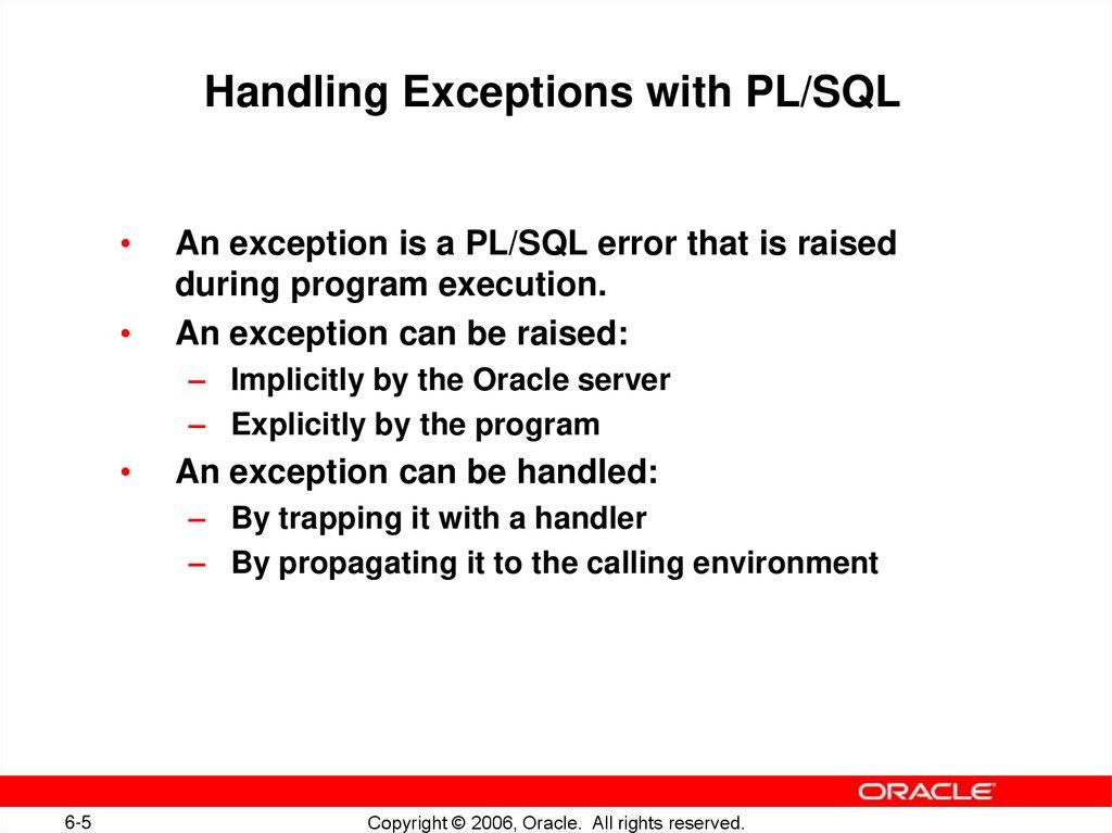 Handling Exceptions with PL/SQL