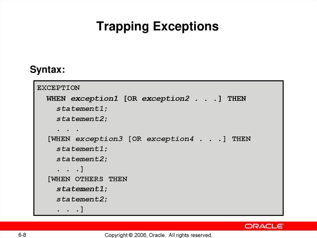 Trapping Exceptions