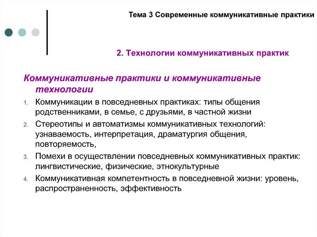 2. Технологии коммуникативных практик