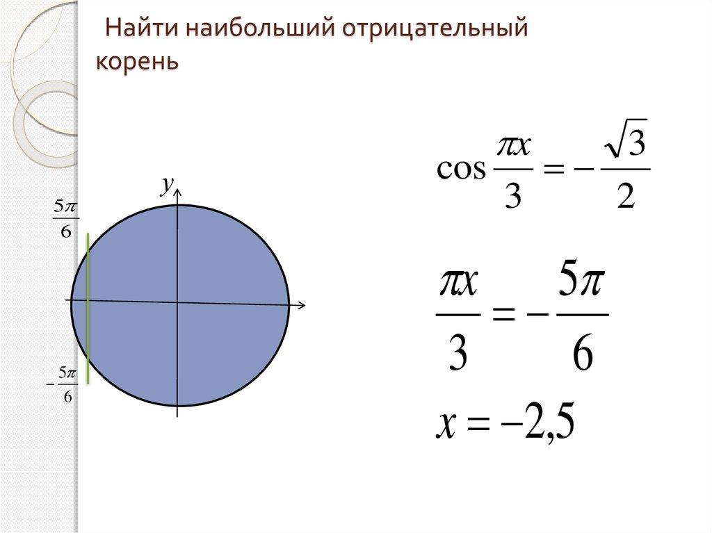 Найти наибольший отрицательный корень