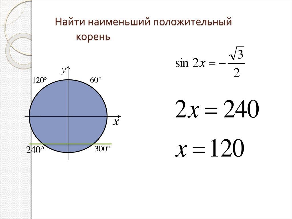 Найти наименьший положительный корень