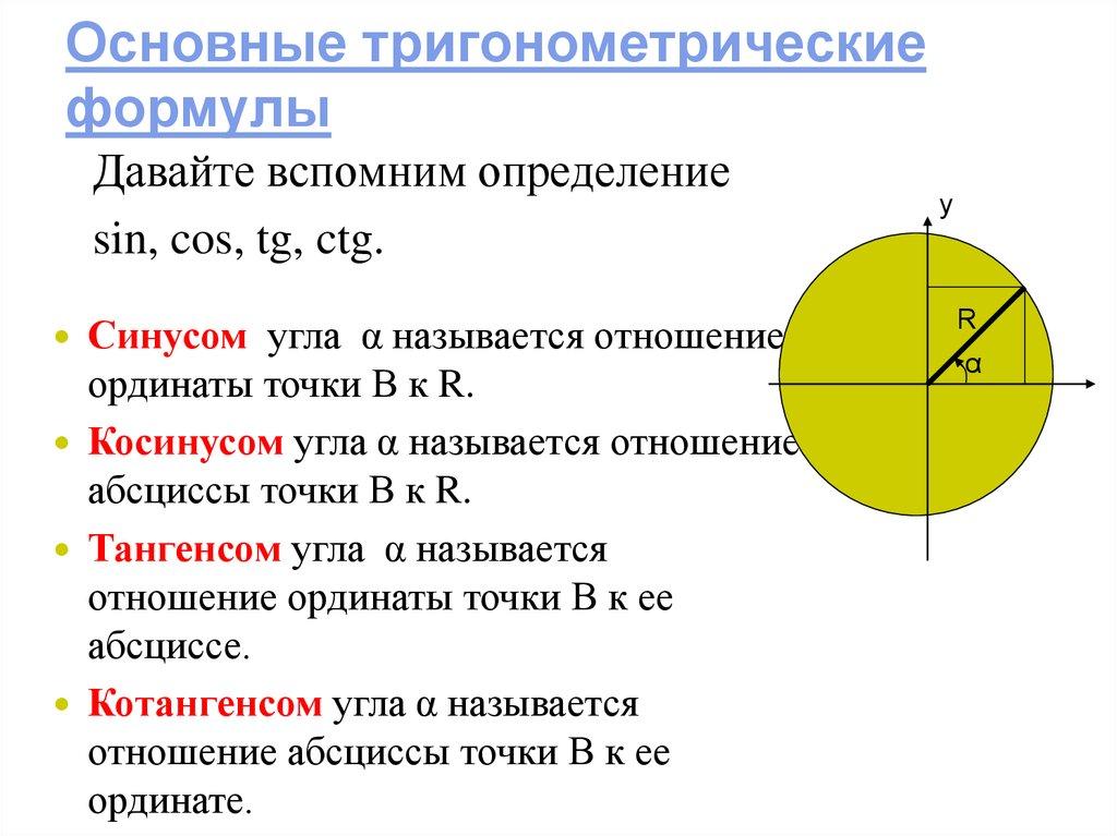 Основные тригонометрические формулы