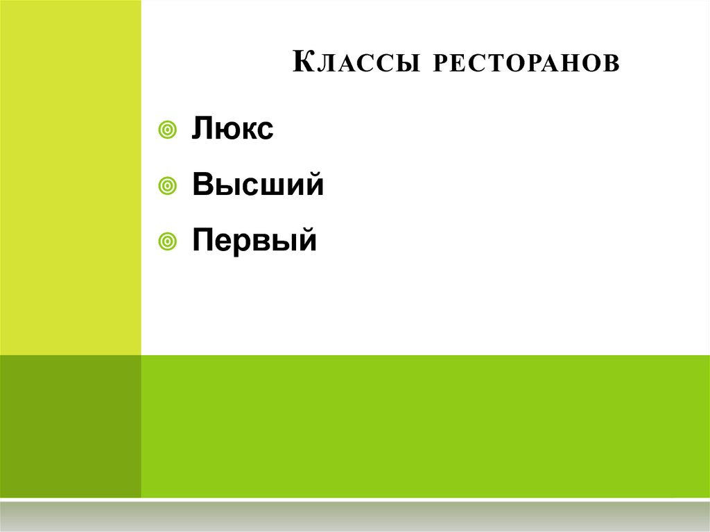Классы ресторанов