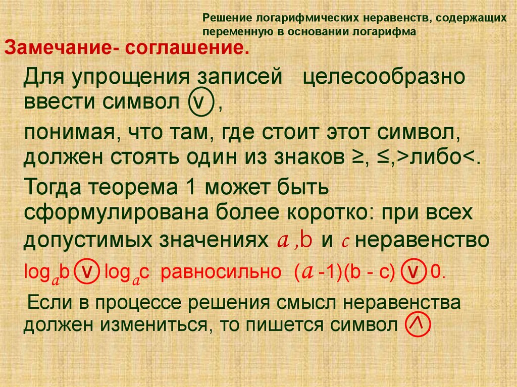 Решение логарифмических неравенств, содержащих переменную в основании логарифма