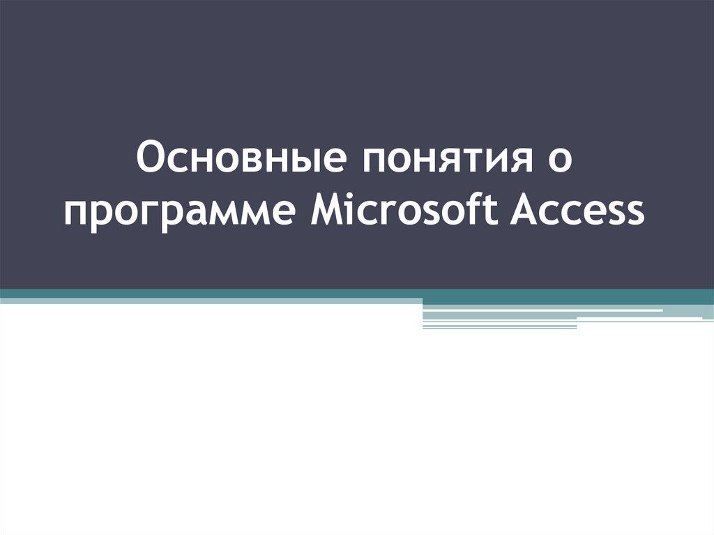 Основные понятия о программе Microsoft Access