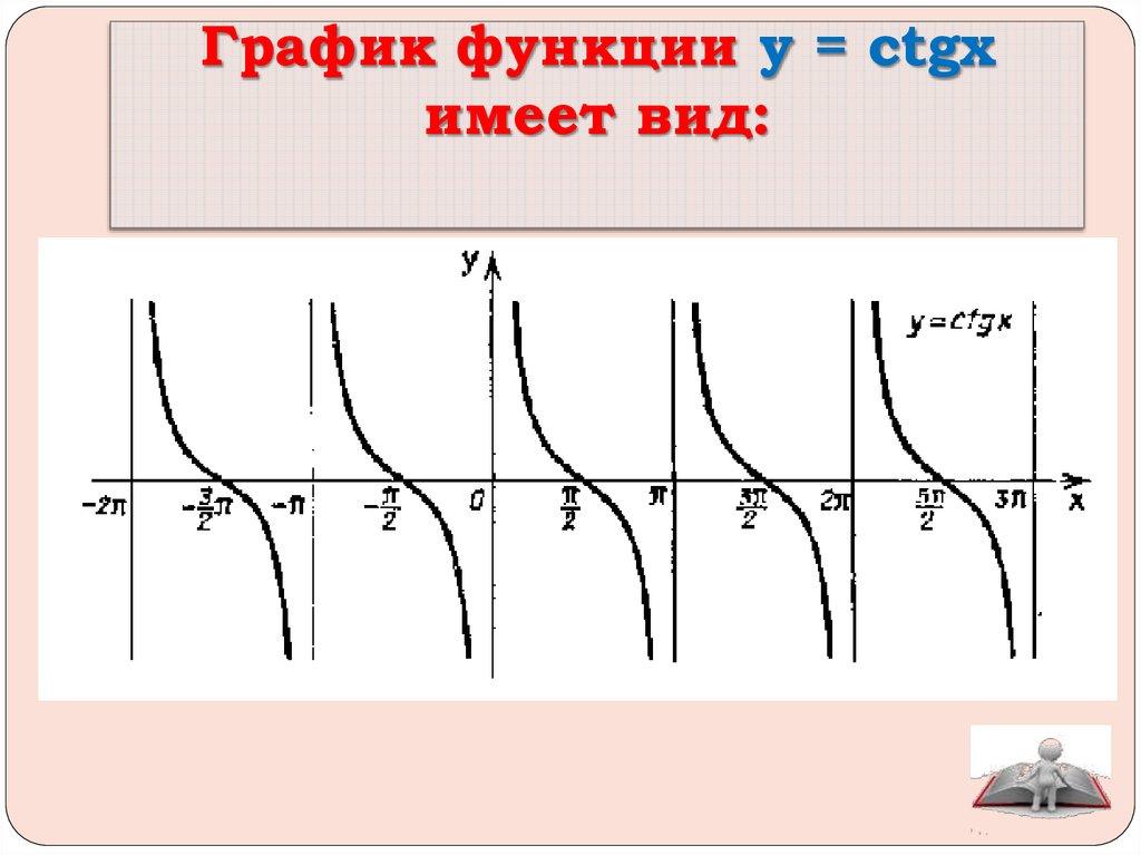 График функции y = ctgx имеет вид:  