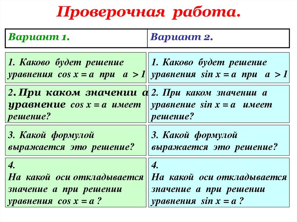 Проверочная работа.