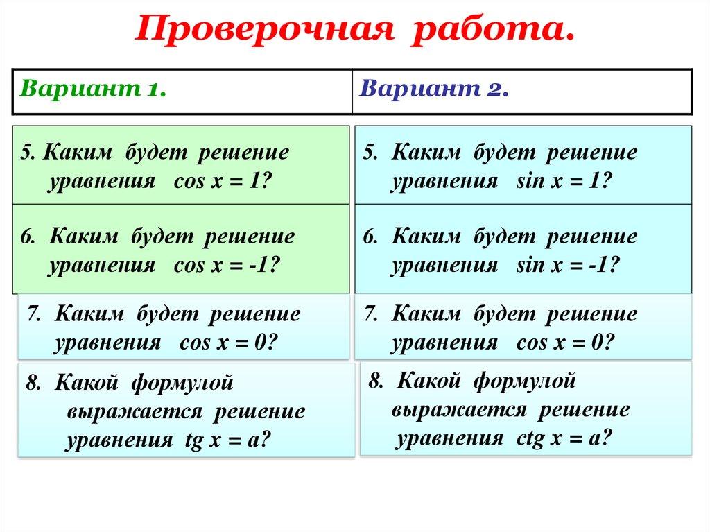 Проверочная работа.