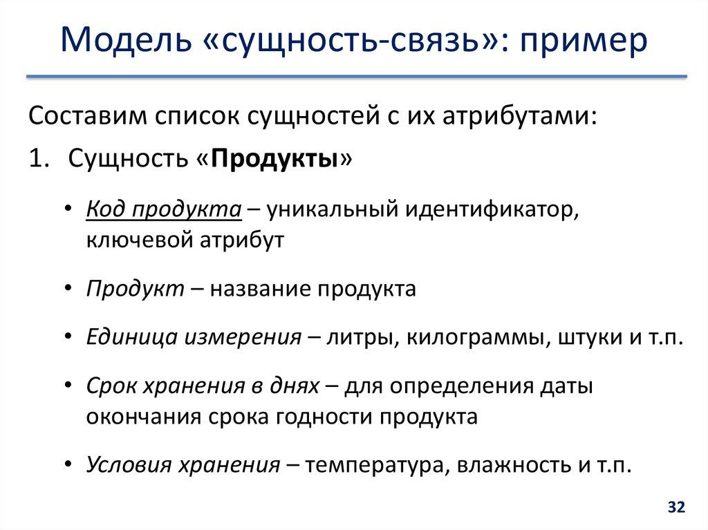 Модель «сущность-связь»: пример
