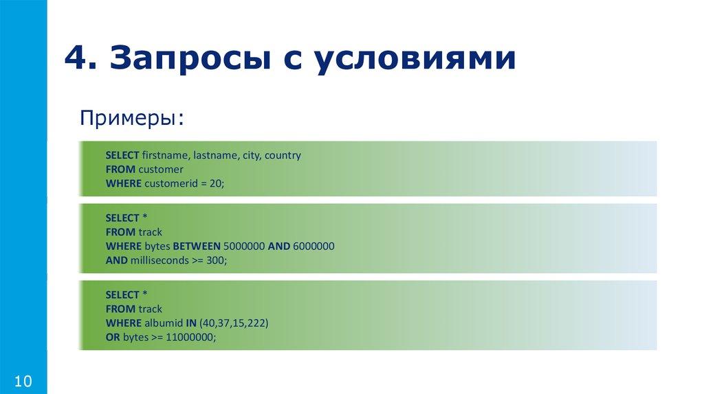 4. Запросы с условиями