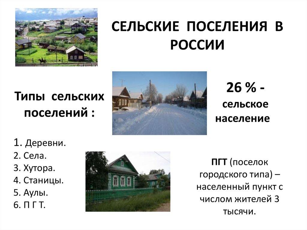 СЕЛЬСКИЕ ПОСЕЛЕНИЯ В РОССИИ