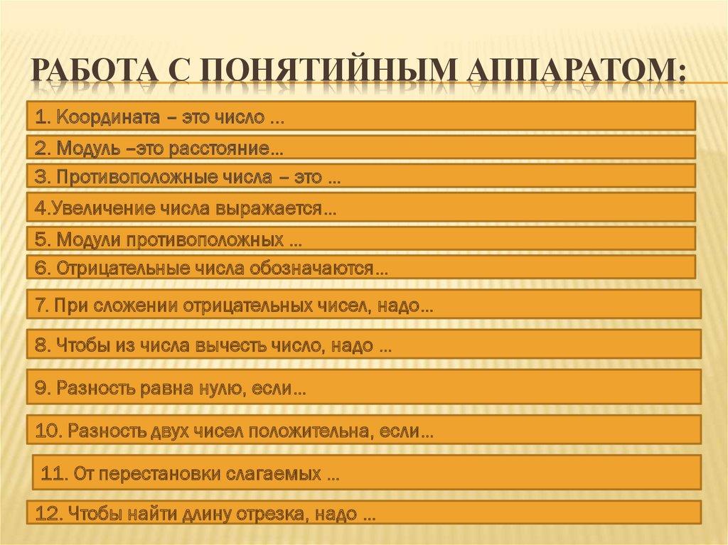 Работа с понятийным аппаратом: