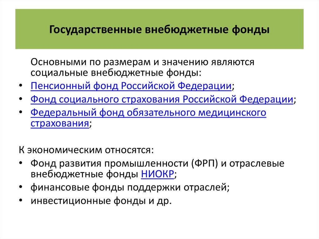 Государственные внебюджетные фонды