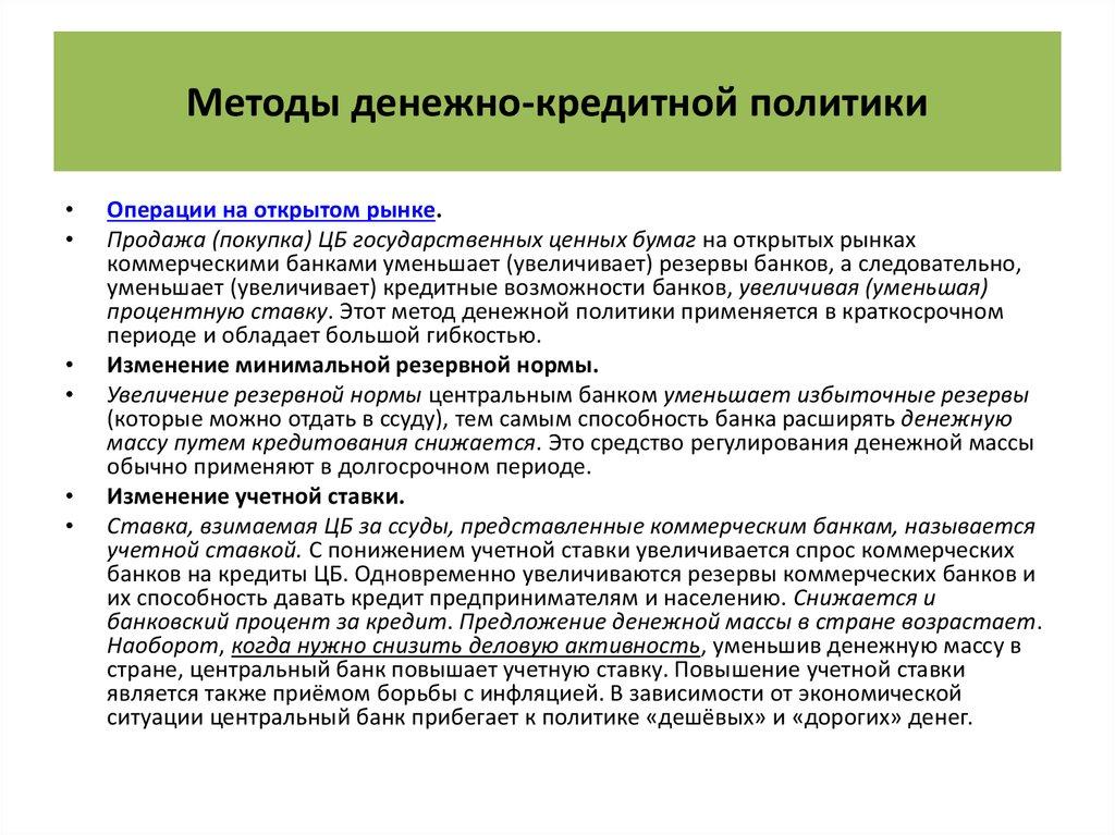 Методы денежно-кредитной политики