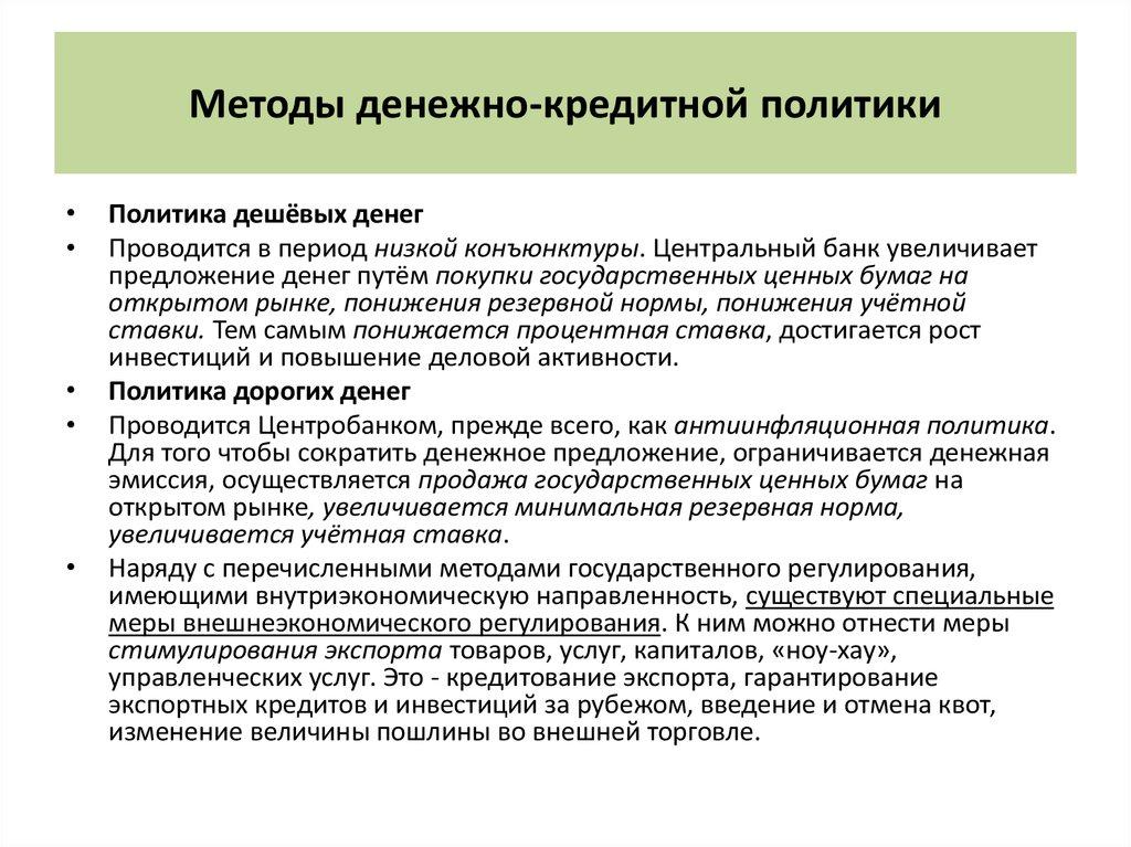 Методы денежно-кредитной политики