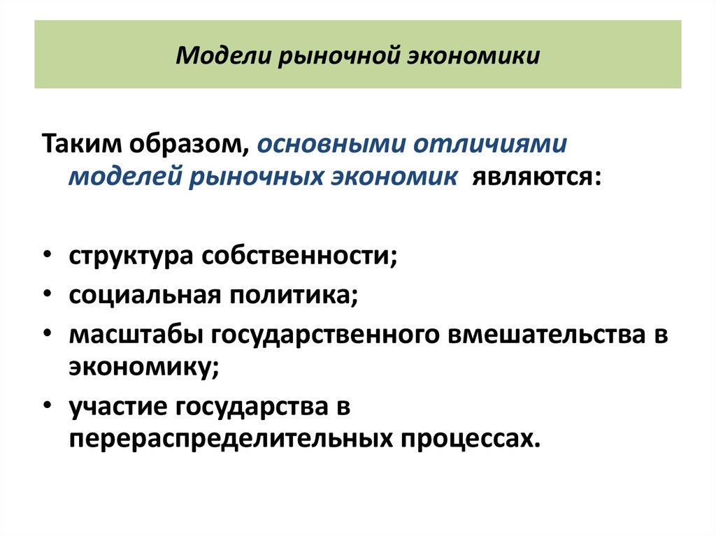 Модели рыночной экономики