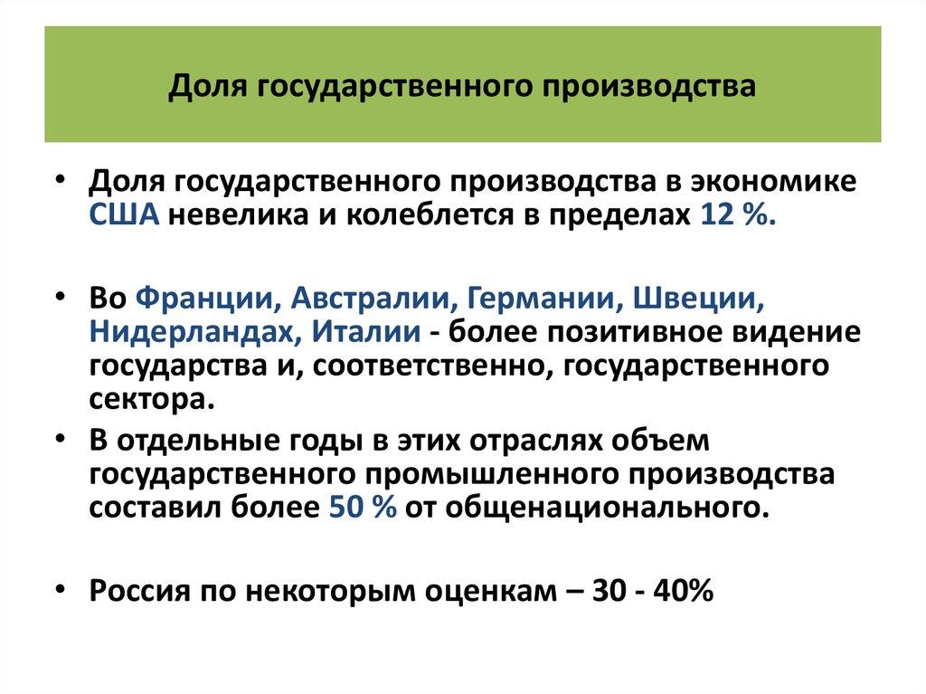 Доля государственного производства